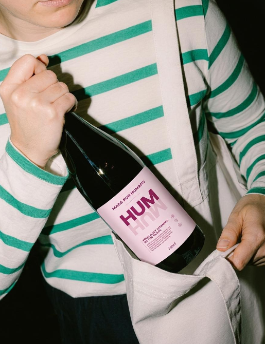 HUM vitamin cordial 750ml bottle, pale pink label, made for humans